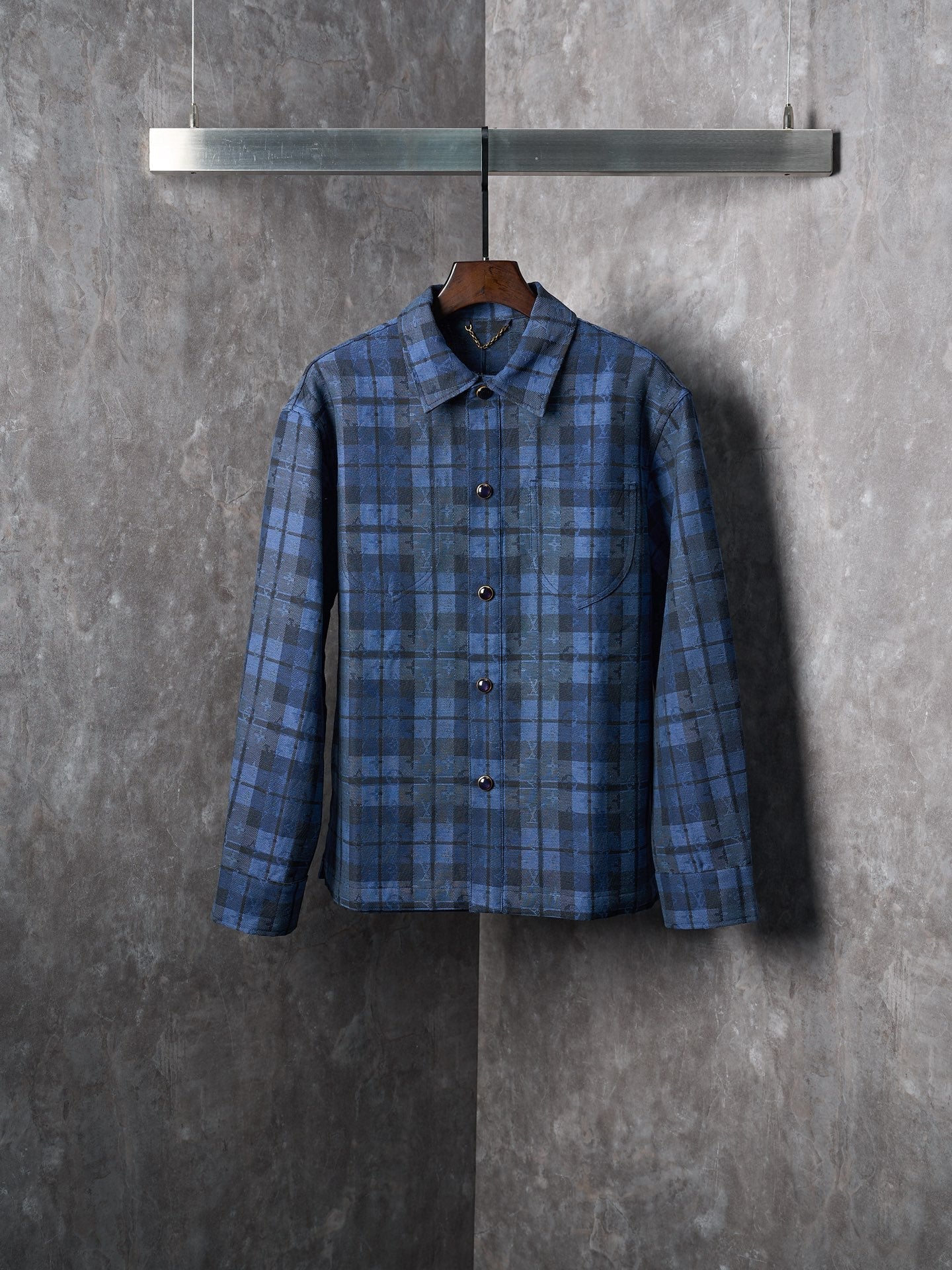 Louis Vuitton MONOGRAM Check Denim Jacket Style Shirt Jacket