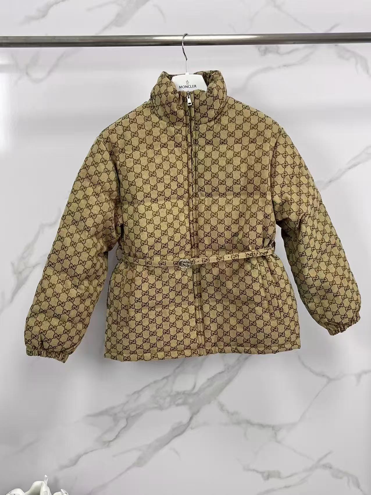 Women's Gucc Jacquard Belt Down Jacket