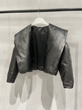 Women's YSL Embroidered Leather Down Jacket