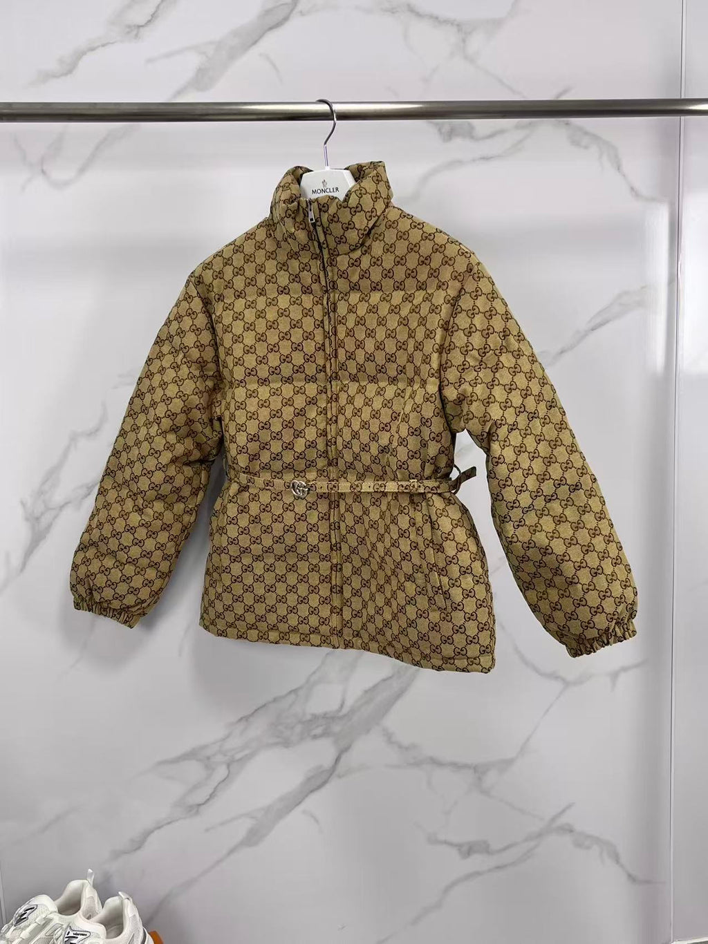 Women's Gucc Jacquard Belt Down Jacket