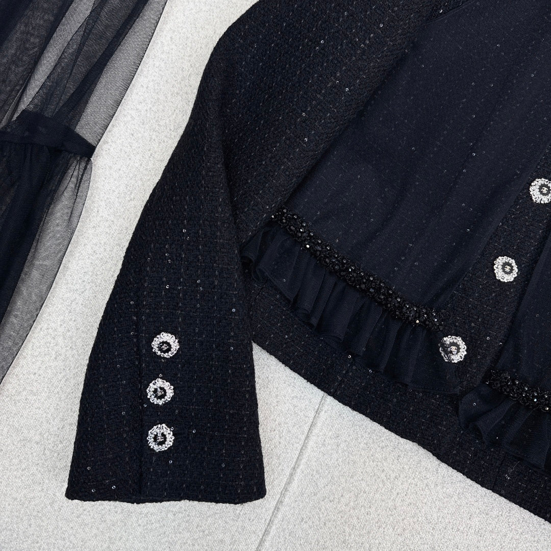Chanel Woven Collar Coat + Skirt Set