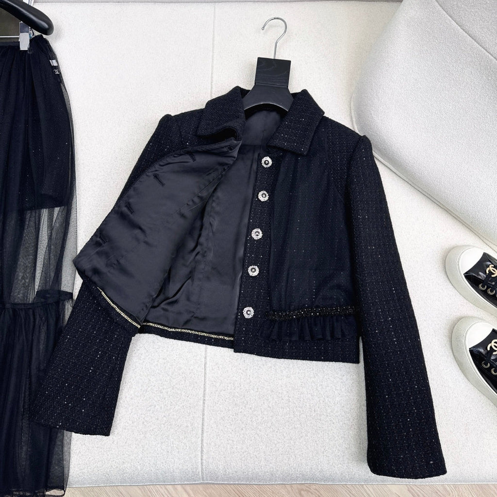 Chanel Woven Collar Coat + Skirt Set